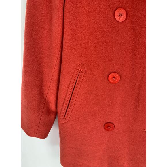 L.L. Bean Thinsulate Wool Cashmere Double Breasted Peacoat Womens Size 10 Orange - Picture 3 of 10
